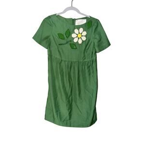 Vintage karta green mini dress small bold embellishments mod floral hippie